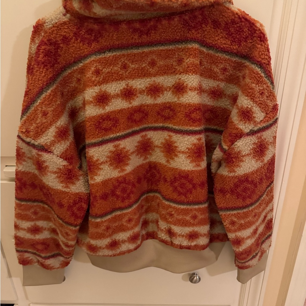 Kyodan Orange and Cream Patterned Cowl Sweater